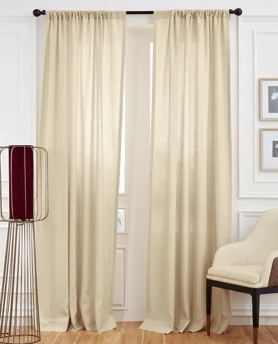 Miniatura 3 de Solino Home Cortina de lino europeo color beige, 52 x 96 pulgadas, filtro de luz, con bolsillo para barra, 96 pulgadas, 100% lino puro, tratamiento