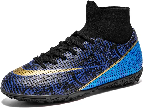 oTzTTzTo Zapatos de fútbol de césped para niños y niñas, zapatos de fútbol sin cordones