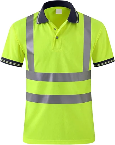 SMASYS Polo de seguridad de alta visibilidad, camisa reflectante de manga corta estándares ANSI, ropa de trabajo de construcción para hombres y