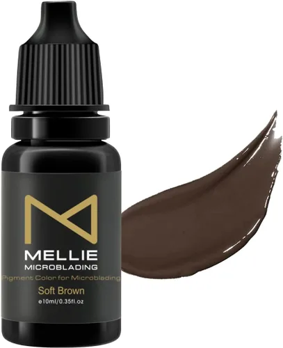 Mellie Microblading Pigmento – 0.3 fl oz/0.35 onzas líquidas | Grado médico | Sin mezcla | Larga duración para profesionales suministros de Marrón