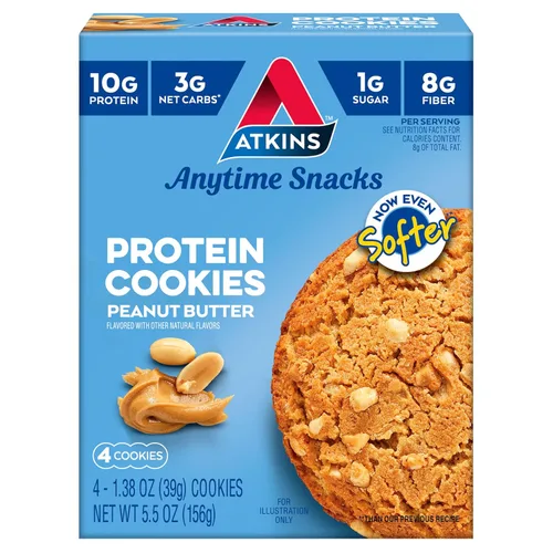 Miniatura 10 de Atkins Galleta de proteína con chispas de chocolate, postre proteico, rico en fibra, 0.11 onzas de carbohidratos netos, 0.04 oz de azúcar, apto
