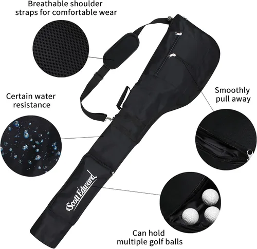 Miniatura 5 de Scott Edward Foldable Golf Club Carry Bag, Portable Sunday Pencil Bag, Lightweight Waterproof Training Case, Holds 7-12 Clubs