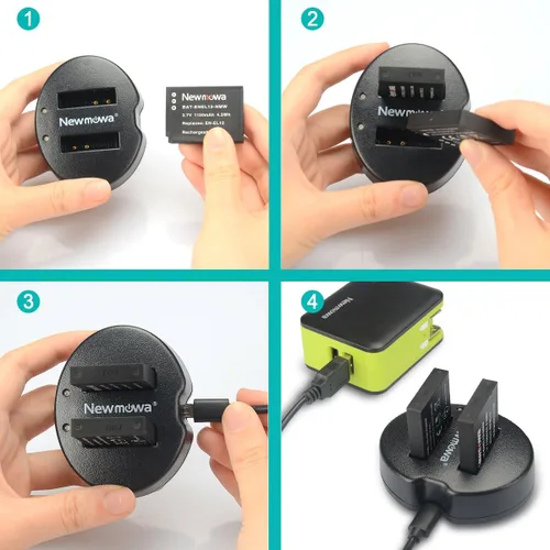 Miniatura 6 de EN-EL12 Newmowa - Batería de repuesto (paquete de 2) y cargador USB dual para Nikon EN-EL12 y Nikon Coolpix AW100 AW100s AW110 AW110s AW120 P330