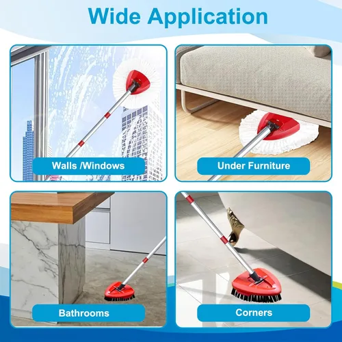 Miniatura 8 de Cabezal de trapeador giratorio y cepillo de repuesto para O Cedar EasyWring 1 tanque, color blanco 4 Microfiber Mop Refills, 1 Scrub Brush, 1