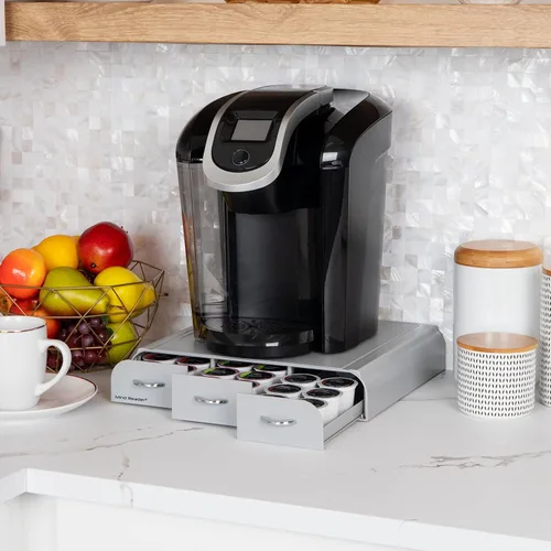 Miniatura 2 de Mind Reader Organizador 'Anchor' de triple cajón para cápsulas Dolce Gusto, CBTL, soporte para cápsulas de café de una sola porción Gris