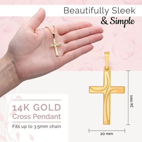 Miniatura 4 de MAZZERI Colgante de cruz de oro de 14 quilates, dijes religiosos de oro hipoalergénico para hombres y mujeres, hecho a mano en los Estados Unidos