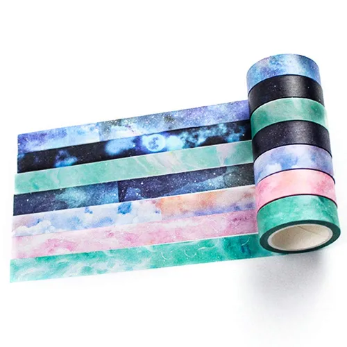 YUBBAEX Galaxy Washi - Juego de cintas decorativas extra largas con estampado estrellado para artes, manualidades, diarios, planificadores, álbumes