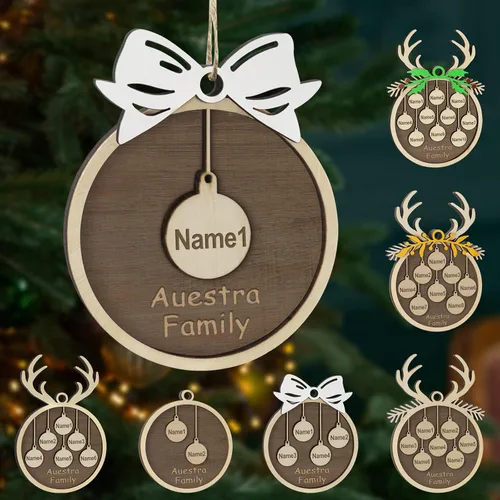 Miniatura 61 de Adornos de Navidad personalizados, familia de 1 nombre, adornos de Navidad de madera personalizados, decoración personalizada, decoración de árbol