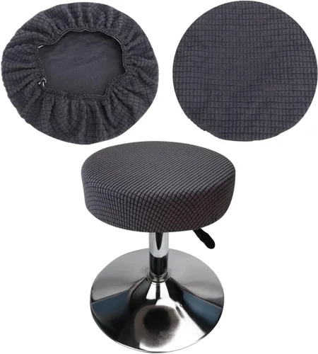 Miniatura 21 de Funda de taburete redonda de 12 a 16 pulgadas, fundas de asiento redondas para taburetes de bar, tela de lujo elástica, lavable de jacquard a prueba