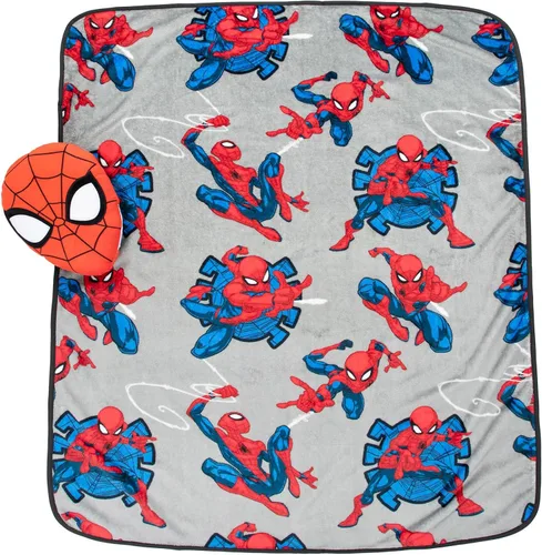Miniatura 2 de Jay Franco Spiderman Nogginz - Juego de ropa de cama de 2 piezas de manta y almohada de 40 x 50 pulgadas para niños, súper suave Gris - Spiderman