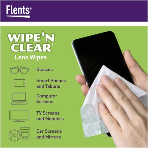 Miniatura 4 de Flents Toallitas limpiadoras de lentes – 225 unidades (3 cajas de 75) paños de limpieza prehumedecidos envueltos individualmente antirayas