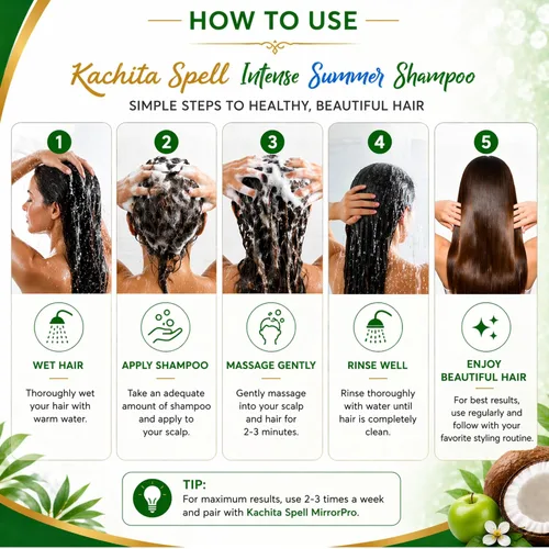 Miniatura 6 de Kachita Spell Nuevo Champú Hidratante Hidratante Intenso Verano Sin Sulfatos y Parabenos Para Cabello Seco Medio a Grueso, Color Tratado Hecho