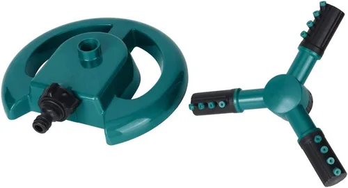 Miniatura 2 de Aspersor de césped, tres brazos giratorios de 360 grados, ajustable, rociador de agua para jardín, herramienta de riego de césped (verde)