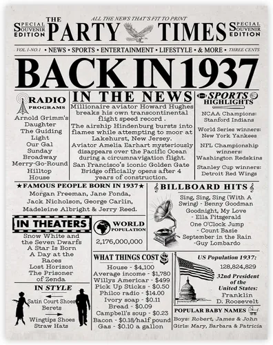 Miniatura 14 de Póster de cumpleaños 96 sin marco, periódico Back In 1930, regalos de feliz cumpleaños 96 para hombres y mujeres, vintage, retro, nacido en 1930