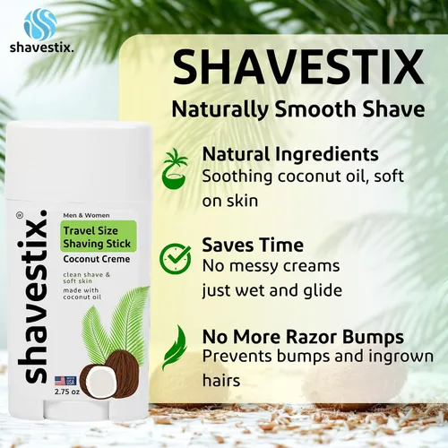Miniatura 6 de Shavestix - Crema de afeitar en barra de 2.75 onzas – Pequeños regalos navideños, artículos de tocador de tamaño de viaje para mujeres Barra