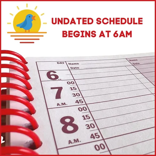 Miniatura 2 de Agenda en cuaderno, libro de citas – Agenda grande sin fecha de 2025 de 5" x 13.5", agenda diaria y por hora – Organizador en cuaderno espiral
