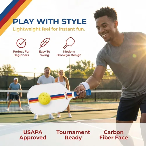 Miniatura 2 de Brooklyn Pickleball Co. – Carbon Fiber Pickleball Paddles – USAPA Approved, Honeycomb Core, Cushioned Grip, Lightweight Design – Single Paddles &