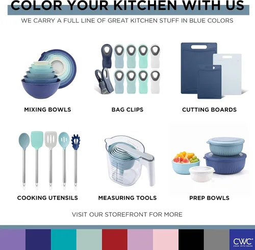 Miniatura 8 de COOK WITH COLOR Juego de utensilios de cocina de acero inoxidable chapado en cobre con asas suaves al tacto, azul marino cobre, 10 piezas