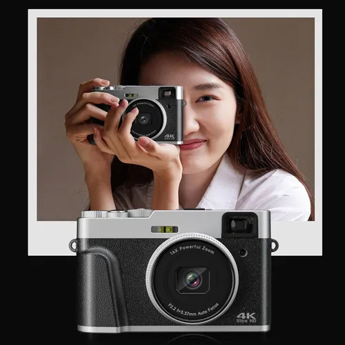 Miniatura 9 de Asixxsix Cámara digital 4K 48MP, 2. pantalla 16X zoom óptico anti vibración retro cámara de vlogging con visor flash dial cámaras compactas de punto