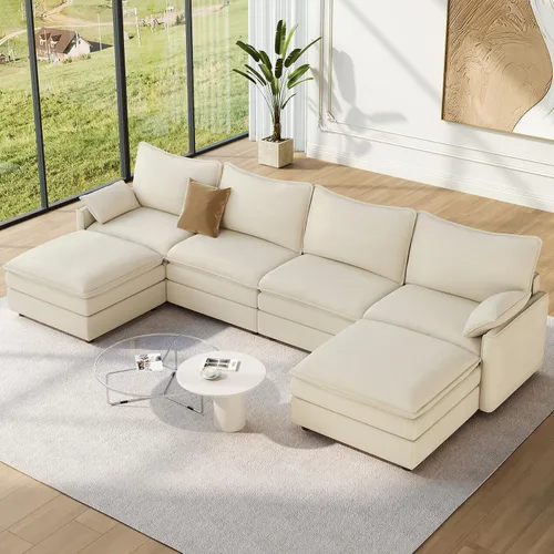 Miniatura 69 de Vesgantti Sofá modular de 108 pulgadas, cómodo sofá de nube con asiento profundo otomano movible, sofá modular en forma de L, sofás seccionales