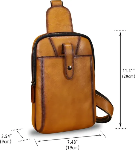 Miniatura 4 de LRTO Bolso de cuero genuino para hombres y mujeres, mochila bandolera de cuero real, bolso cruzado de hombro a la moda