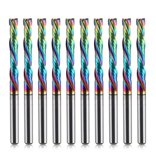 Miniatura 14 de Fresa de carpintería, revestimiento DLC, corte arriba y abajo, 2 flautas, herramienta de fresado de carburo en espiral, router CNC, brocas