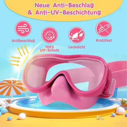 Miniatura 4 de iGym Gafas de natación para niños, máscara de buceo, máscara de buceo, gafas de natación con cubierta de nariz y correas elásticas cubierta y bolsa
