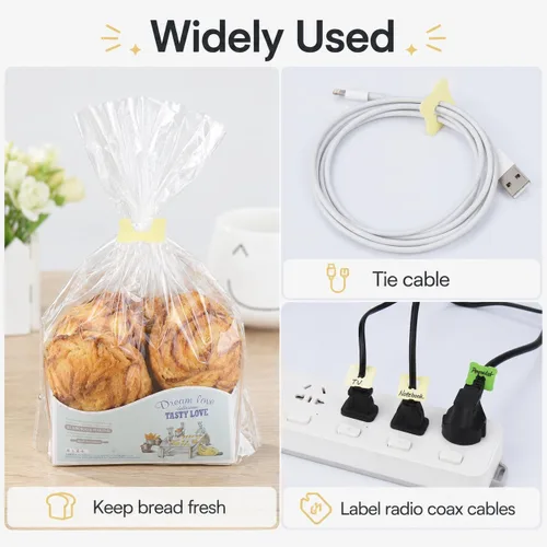 Miniatura 5 de 100 clips reutilizables de plástico amarillo para mantener tu comida fresca, clips para bolsas de almacenamiento de alimentos de 7/8 x 1 pulgada