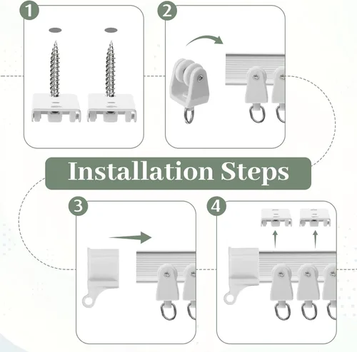 Miniatura 5 de Riel de cortina de techo de 20 pies, montaje en techo o pared, sistema de riel de cortina flexible curvado, flexible y flexible para cortinas