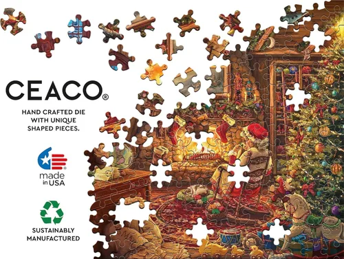 Miniatura 5 de Ceaco - Thomas Kinkade - Vacaciones - Santa comprobando su lista - Rompecabezas de 1000 piezas
