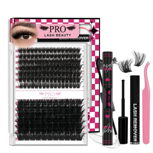 Miniatura 15 de Kit de Racimos de Pestañas 280 Piezas Pestañas en Racimo 30D+40D Kit de Extensión de Pestañas con Adhesivo y Sellador de Pestañas Resistente al Agua