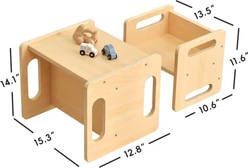 Miniatura 3 de OOOK Juego de Mesa y Silla de Destete Montessori, Juego de Mesa y Silla de Actividades para Niños con Valla para Leer, Jugar, Hora de Merienda