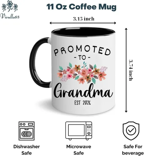 Miniatura 4 de Vivulla68 Taza promocionada a los abuelos 2026 con tarjeta de felicitación, regalo de revelación de embarazo para la nueva abuela y el abuelo, taza