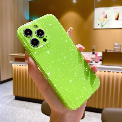 Miniatura 3 de OWLSTAR Bonita funda con purpurina para iPhone 12 Pro de 6.1 pulgadas, funda protectora delgada y brillante para mujeres y niñas (verde brillante)