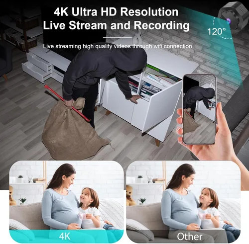 Miniatura 3 de Cámara de seguridad WiFi para interiores, cámara de niñera, mini cámaras inalámbricas 4K Ultra HD para bebés, mascotas, alertas de detección