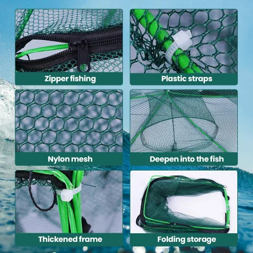 Miniatura 2 de La trampa de pesca plegable mágica, kit de pesca fortalecida autoplegable, trampa de cebo de pesca, red de pesca portátil para cangrejo, cangrejos