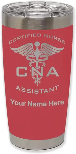 Miniatura 21 de LaserGram Vaso aislado al vacío de 20 onzas, asistente de enfermera certificada por CNA, grabado personalizado incluido (negro)