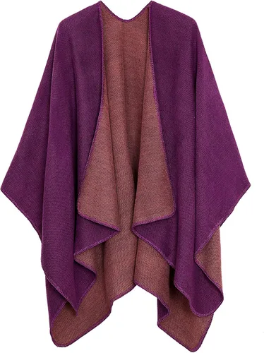 Miniatura 95 de Urban CoCo Poncho de colores para mujer, chal con frente abierto, color en bloques