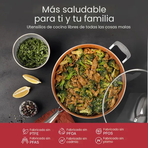 Miniatura 3 de Gotham Steel - Juego de 20 piezas de ollas y sartenes de cocina antiadherente + juego de ollas para hornear, cerámica completa para la cocina, Rojo
