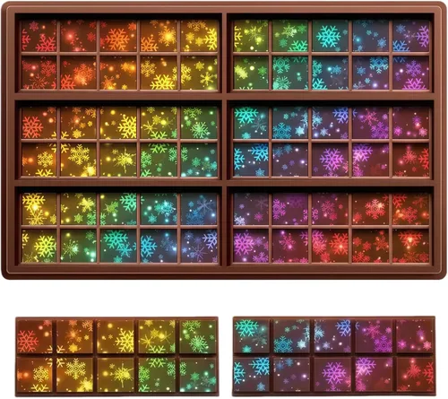 Miniatura 7 de Ziliny Molde holográfico de barra de chocolate con molino de viento y diamante, barra de chocolate con efecto de luz arcoíris, moldes gruesos