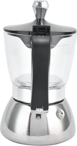 Miniatura 9 de Qiilu Cafetera de acero inoxidable para 4 tazas, para estufa, cafetera, suministros de cocina