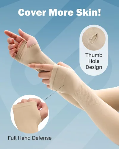Miniatura 9 de Mangas para brazo, para hombres o mujeres. Para calentar o refrescar. Guantes de Compresión con factor de protección de los rayos ultravioleta UPF