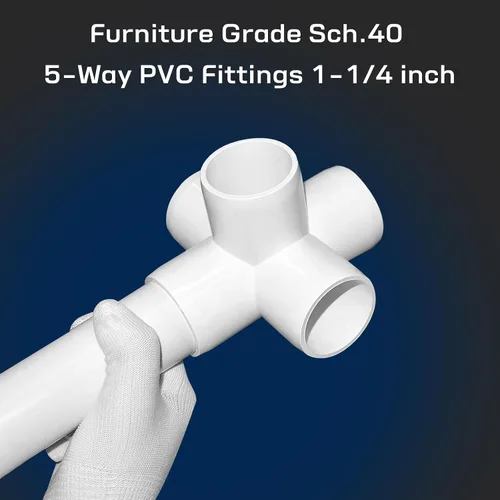Miniatura 5 de Accesorios de PVC de 1-1/4 pulgadas, 5 vías (paquete de 4), conector de tubería de PVC de grado de muebles de 1-1/4 pulgadas, codo de PVC de 1-1/4
