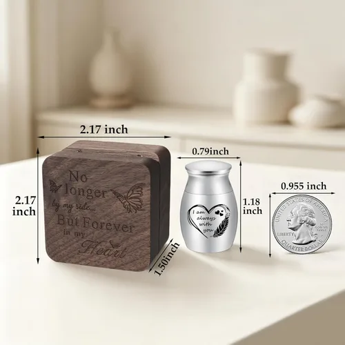Miniatura 2 de Dletay Mini urnas para cenizas humanas, pequeñas urnas de cremación para hombres y mujeres, recuerdo de cenizas con caja cuadrada de madera de 1.18