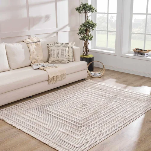Miniatura 14 de Hauteloom Aria - Alfombra para sala de estar y dormitorio, con borde geométrico de medallón de diamante, envejecida, bohemio, transicional, tribal