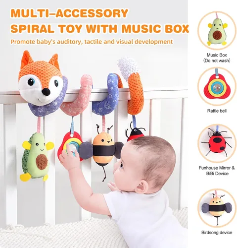 Miniatura 3 de Jollybaby - Juguetes para cuna, cochecito, asiento de coche para bebé de 0 a 12 meses, juguetes sensoriales colgantes para tiempo boca abajo