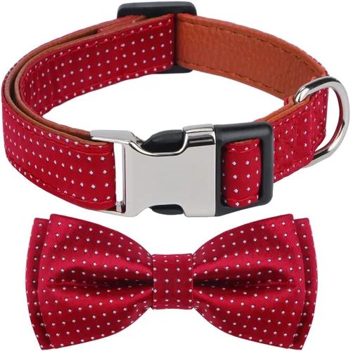 Miniatura 6 de Collar de Perro con Pajarita Patrón a Cuadros Azul Cielo con Pajarita para Perros Niño Niña Mediano C1_Checkered_Azul cielo