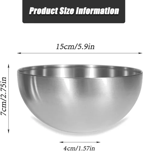 Miniatura 2 de Huakaile Paquete de 5 cuencos de acero inoxidable de 25 onzas, cuencos de sopa de metal con aislamiento térmico, cuencos de cereales con acabado