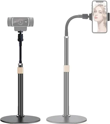 Soporte para cámara web [tipo extensión] Soporte de escritorio flexible de cuello de cisne Soporte de cámara para teléfonos celulares, Logitech
