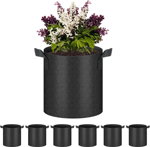 Miniatura 9 de HealSmart Paquete de 6 bolsas de cultivo no tejidas de 1 galón, macetas de tela de aireación con asas, adecuadas para frutas de jardín, verduras